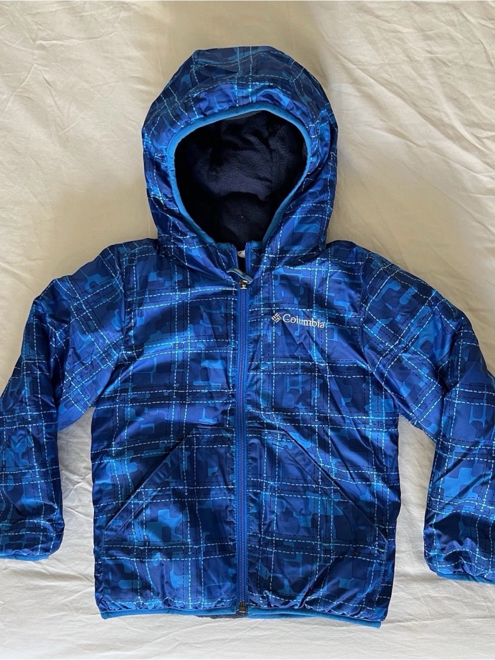 Kids Columbia Double Trouble Reversible Navy Blue Jacket Size XXS (4/5)